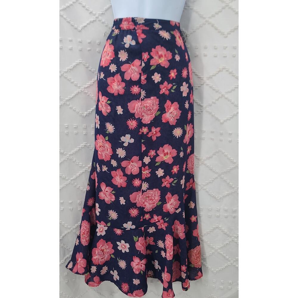 Vintage Boho Chic Maxi skirt Christopher Banks reversible floral office SZ L - Picture 5 of 11